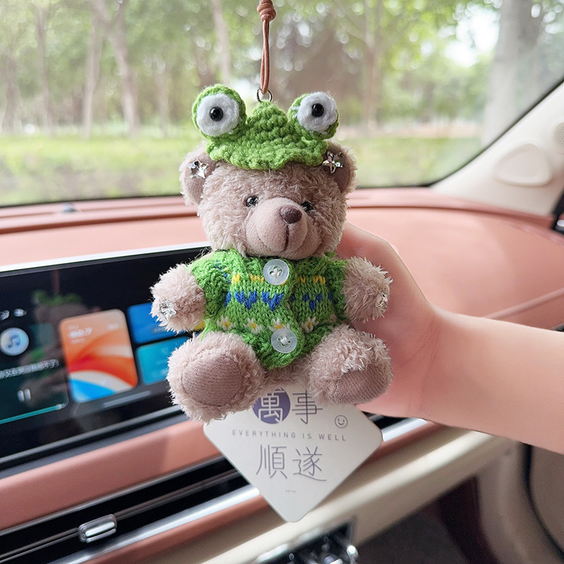 Pequeño oso de peluche colgante de automóviles colgante de automóviles colgante de automóviles espejo retrovisor colgante de automóviles adornos perfumados joyas mujeres