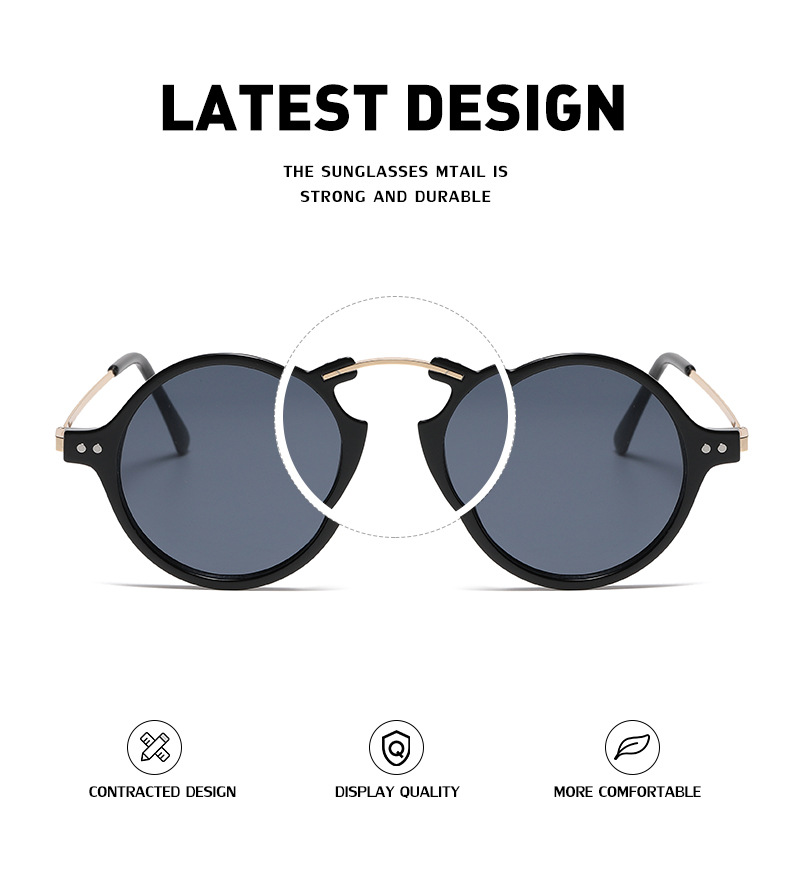 Simple Style Solid Color Pc Round Frame Full Frame Men's Sunglasses display picture 8