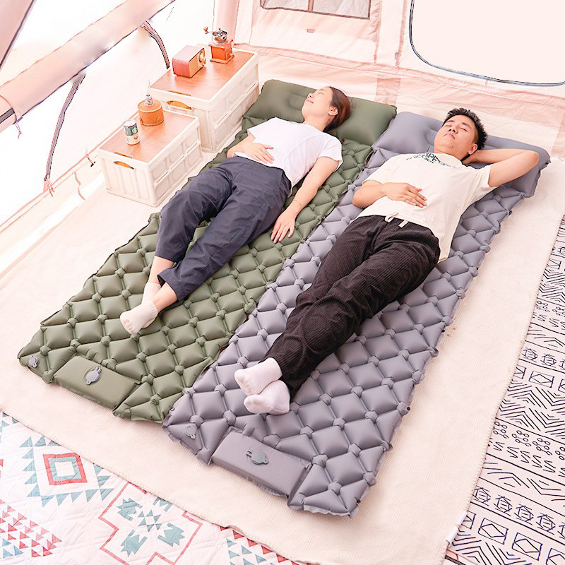 Cross-Border Outdoor Camping Foot Sleeping Pad Diamond-Shaped Tpu Ultra-Light Inflatable Camping Mattress Thickened Single and Double Nap Pad