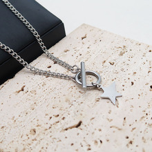 钛钢五角星项链OT扣星星吊坠创意个性多元素嘻哈气质毛衣链配饰品