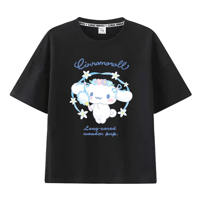 Kulomi Mereti Camiseta de manga corta para niñas 2025 Verano Yugui Dog Co-marca dulce ropa casual de algodón para niños