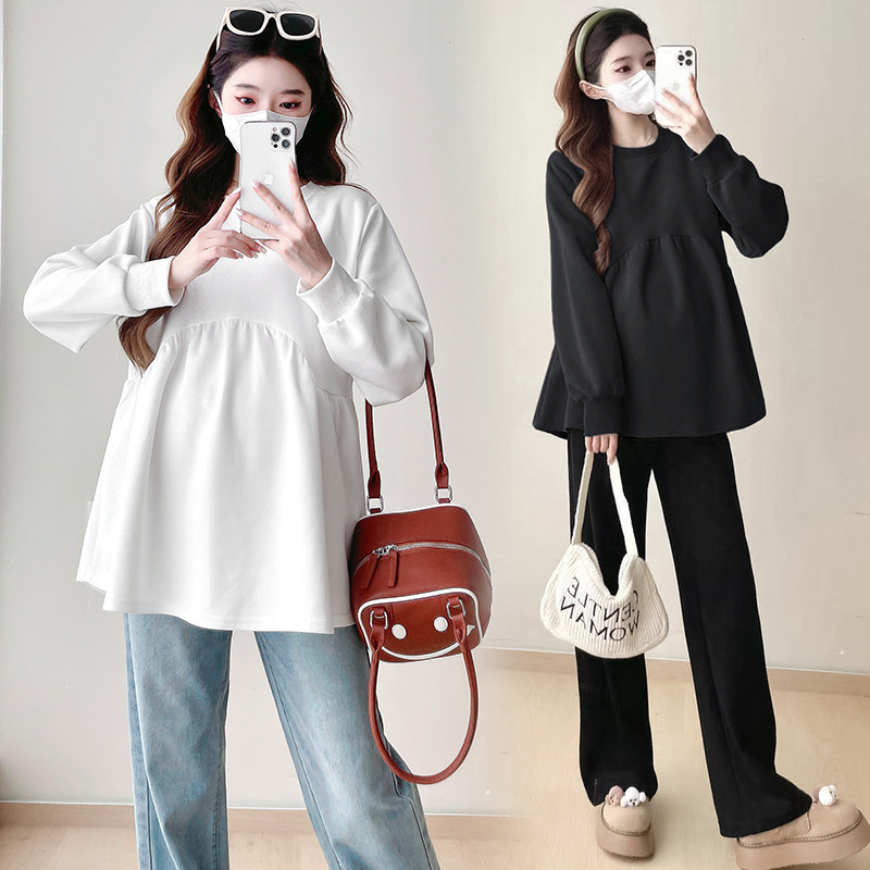 Pregnant women's clothing autumn and winter new fashion age-reducing all-match pregnant women's sweater loose casual long sleeve pregnant women's sweater