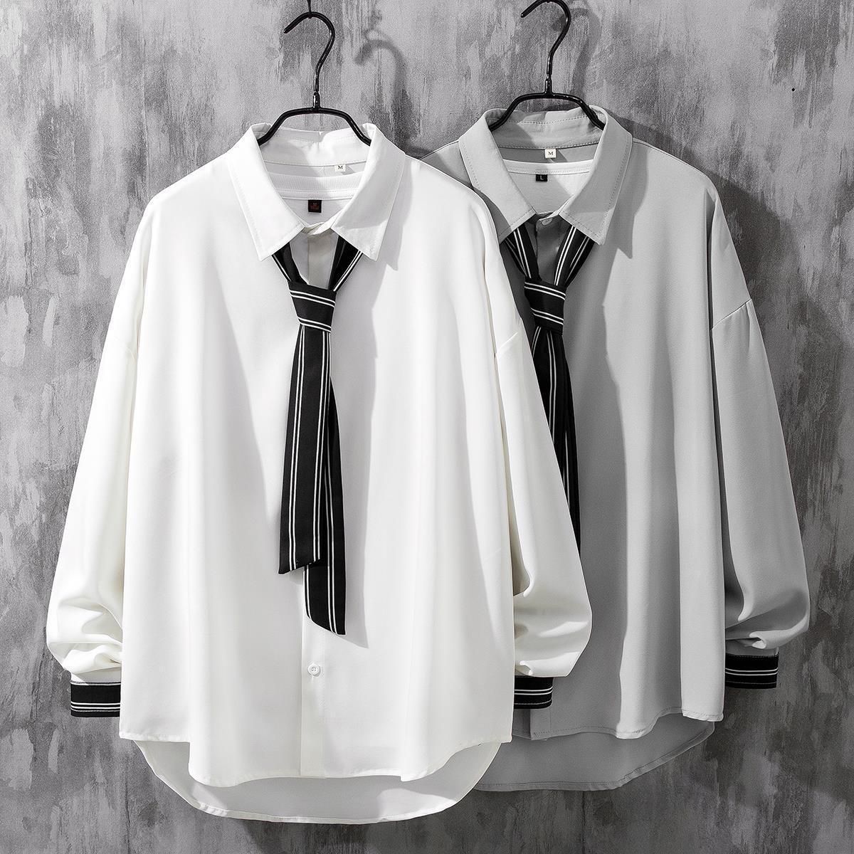 Long Sleeve Shirt Men's Spring and Autumn Fashionable Korean Loose Top DK Shirt Yuppie Men's Neutral Style Casual Jacket