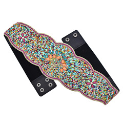 New Arrival European & American Style Vintage Waist Cincher — Bohemian Ethnic Design with Inlaid, Carved, and Beaded Details in a Minority Ethnic Aesthetic