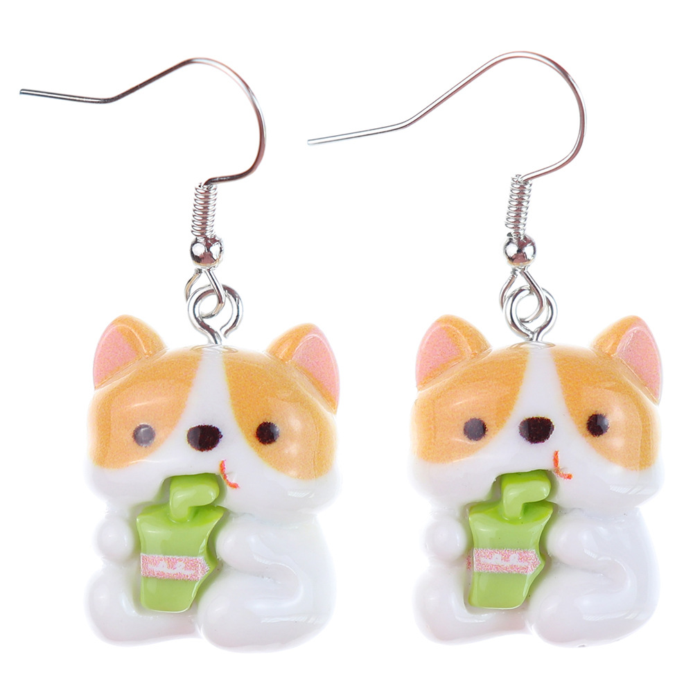 1 Pair Cartoon Style Cute Dog Plastic Drop Earrings display picture 5