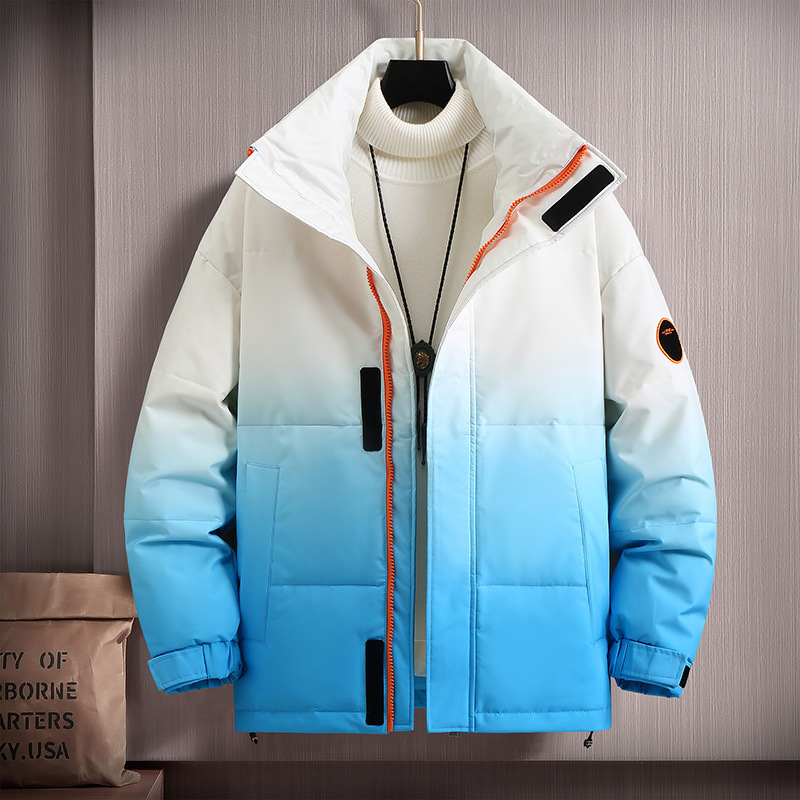 Herrenbekleidung 2024 neue Herrenjacke aus Seide und Baumwolle für Herren, kurz, verdickter Stehkragen, Farbverlauf, Winterjacke, trendiger Jugendstil_voghion.com