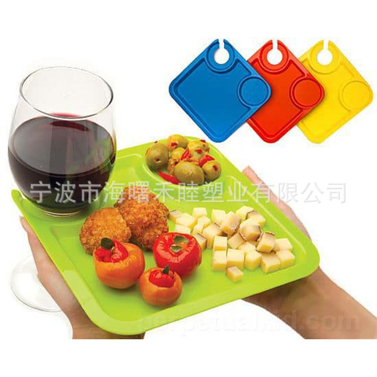 Amazon Plastic Cocktail Plate Snack Tray with Hole Wine Glass Plate Snack Plate Party Plate