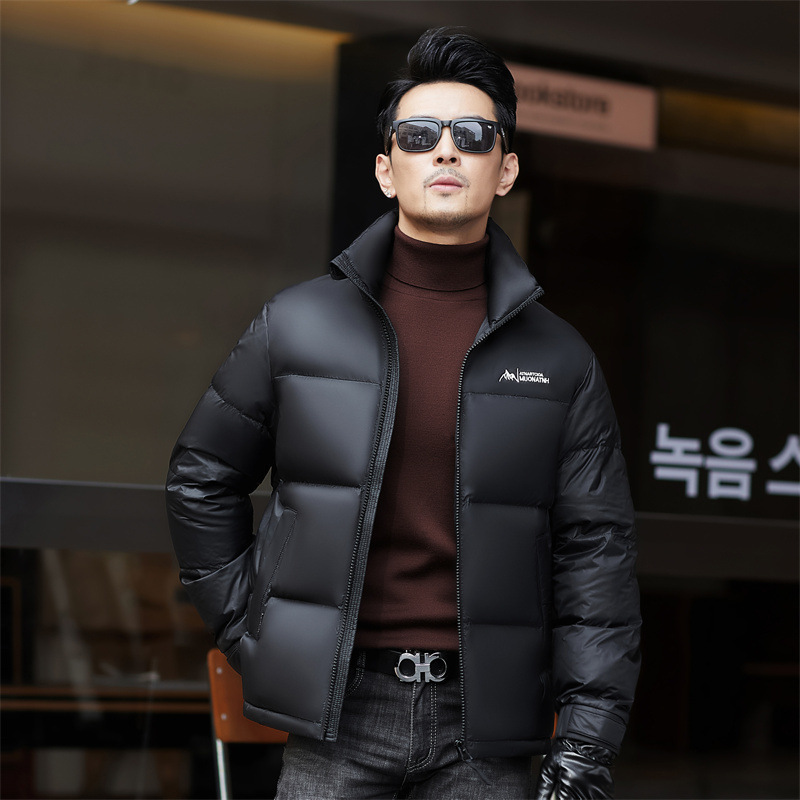 90 white goose down men's down jacket 2024 winter new young and middle-aged fashion casual collar thick warm coat
