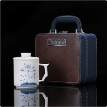 景德镇陶瓷杯手绘办公会议杯带盖茶水杯家用茶水分离杯公司伴手礼