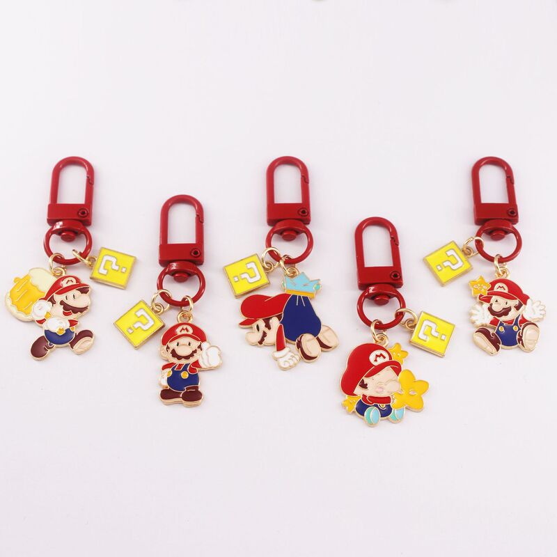 Super Mary Red Keychain Mario Mushroom School Bag Hanging Accessories Cartoon airpods Protective Case Gift