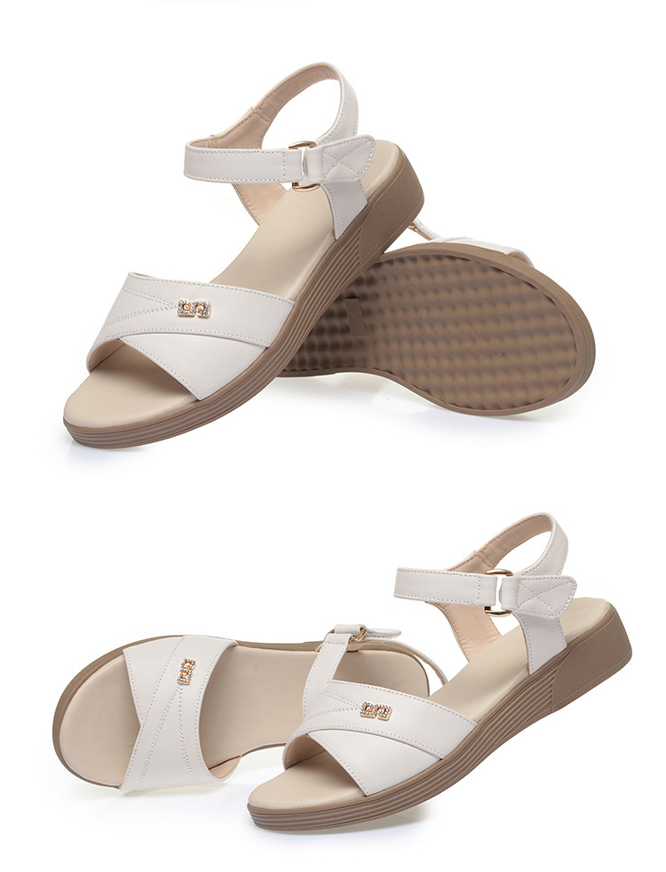 Sandal da nữ đế bệt chống trượt, quai chữ V đơn giản, thoải mái cho người lớn tuổi — Màu đen chi tiết 18