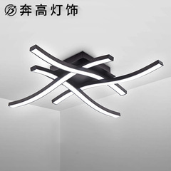 Black LED quad-wave ceiling light bar for living room, bedroom, ceiling light, simple home lighting fixture
