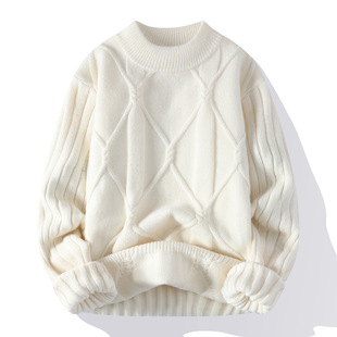 Cross-Border 2025 Foreign Trade Autumn New Sweater Casual Men's Loose Thick Knitwear Korean Style Round Neck Men's Sweater