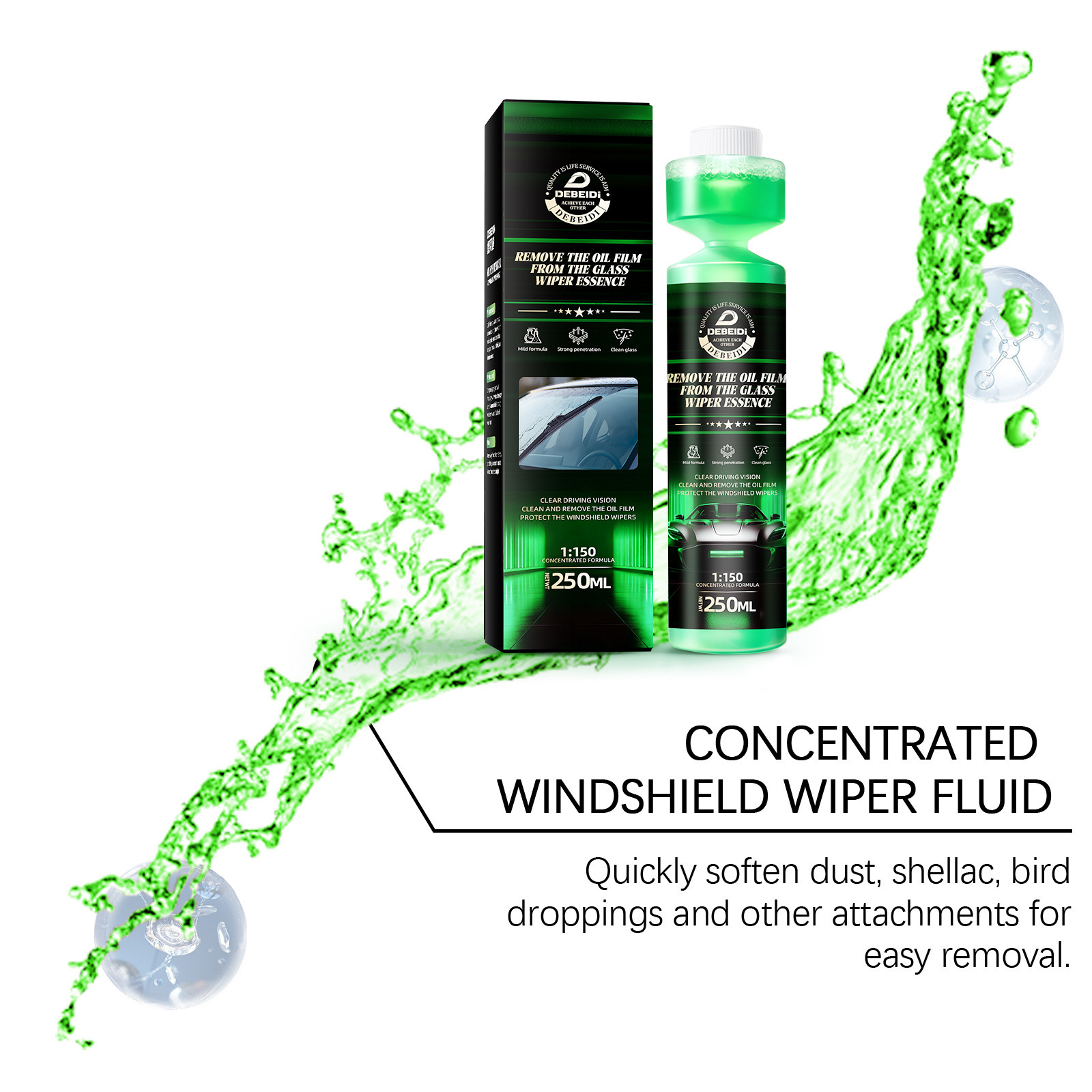 Debedi Ultra-Concentrated Wiper Fluid for Car Glass, Suitable for All Seasons, Powerful Cleaning for Oil Film and Bird Droppings, Cross-Border