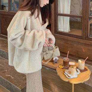 Easy Fur ~ Gradient Wool Needle Eco-Friendly Mink Women's Autumn and Winter Elegant Fur Outwear Accessible Luxury Slim Fit