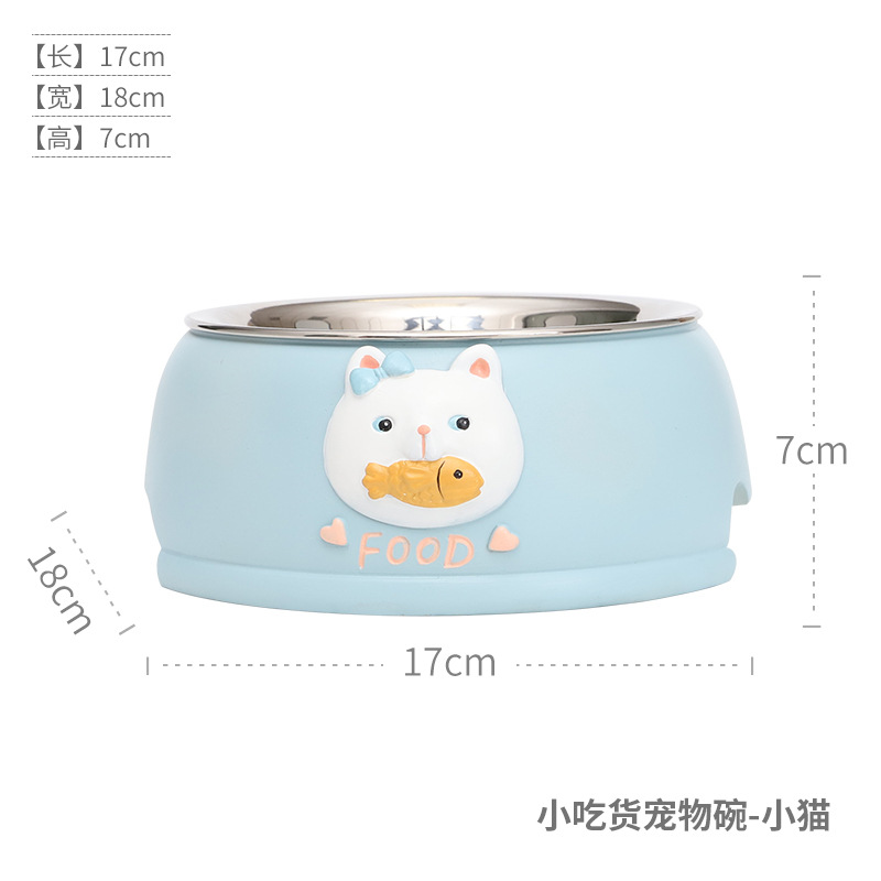 Creativo de dibujos animados de acero inoxidable para mascotas tazón de comida para gatos tazón para beber antidetonantes suministros para mascotas tazón de resina antideslizante tazón