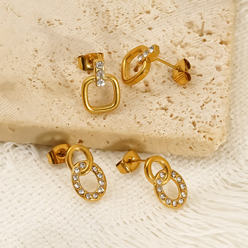 Women's Gender 1 Pair Elegant Solid Color Inlay Titanium Steel Zircon Ear Studs
