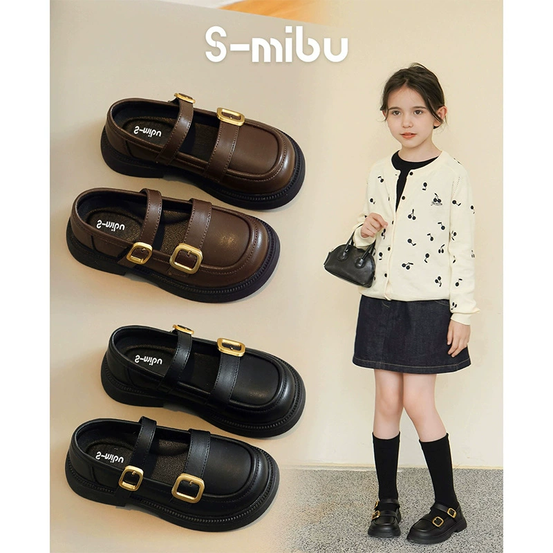 Туфли для девочек Lefu 2025 весна новая детская дышащая одиночная обувь мягкая подошва легкая обувь принцессы корейская женская обувь кожаная обувь