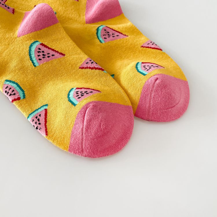 Holiday, Daily Occasion Animal, Fruit, Flower Pattern Unisex Casual Animal Fruit Flower Cotton Crew Socks A Pair