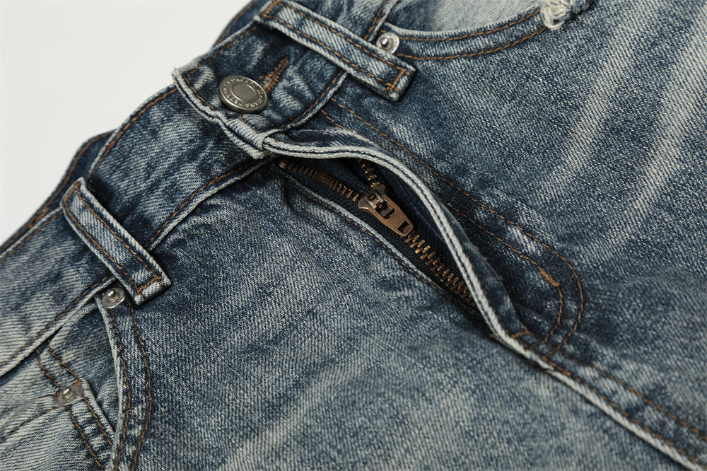 Men's Punk Retro Ripped Washed Jeans High Street Trendy Distressed Chic Wide Leg Pants mid Waist Long Softener Machine Washable_mkmklike.com