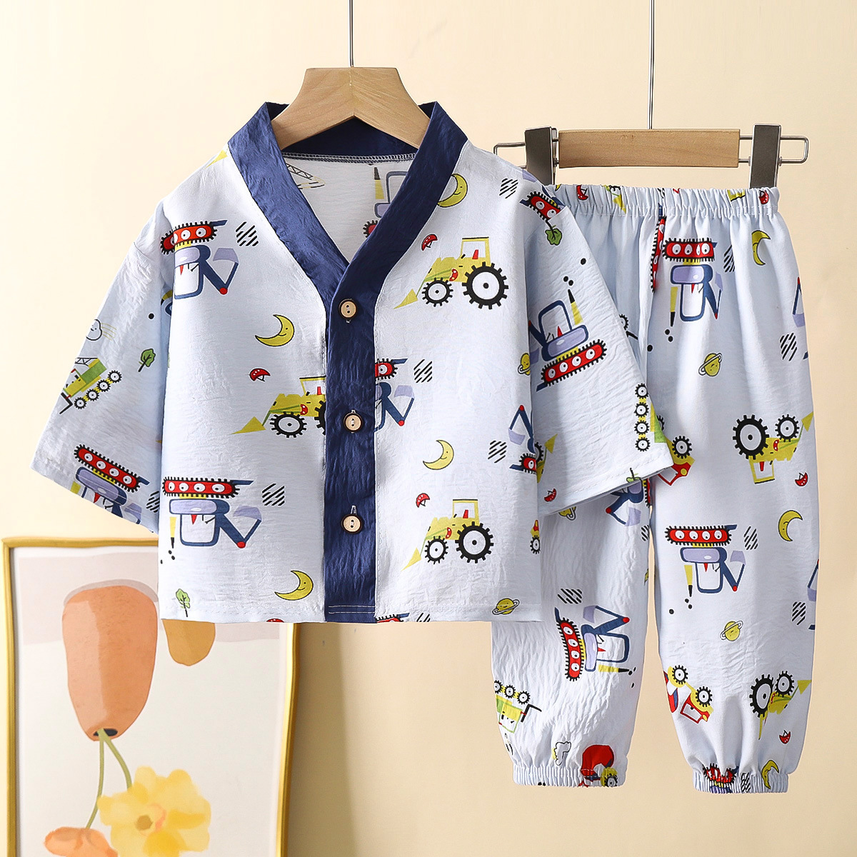 Cardigan home clothes [full printed excavator]