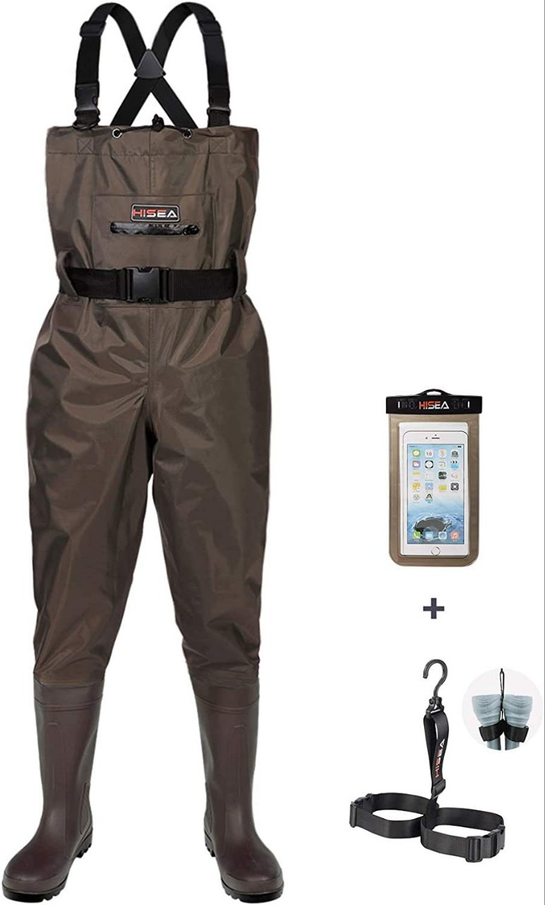 Wading Pants with Built-In Rain Boots, Waterproof Clothing, Half-Body One-Piece Men's Waders for Fishing, Thickened Water Shoes