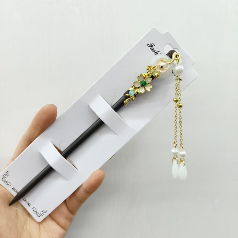 古风高级感黑色檀木发簪女流苏新中式簪子盘发神器发钗簪子苏州|undefined