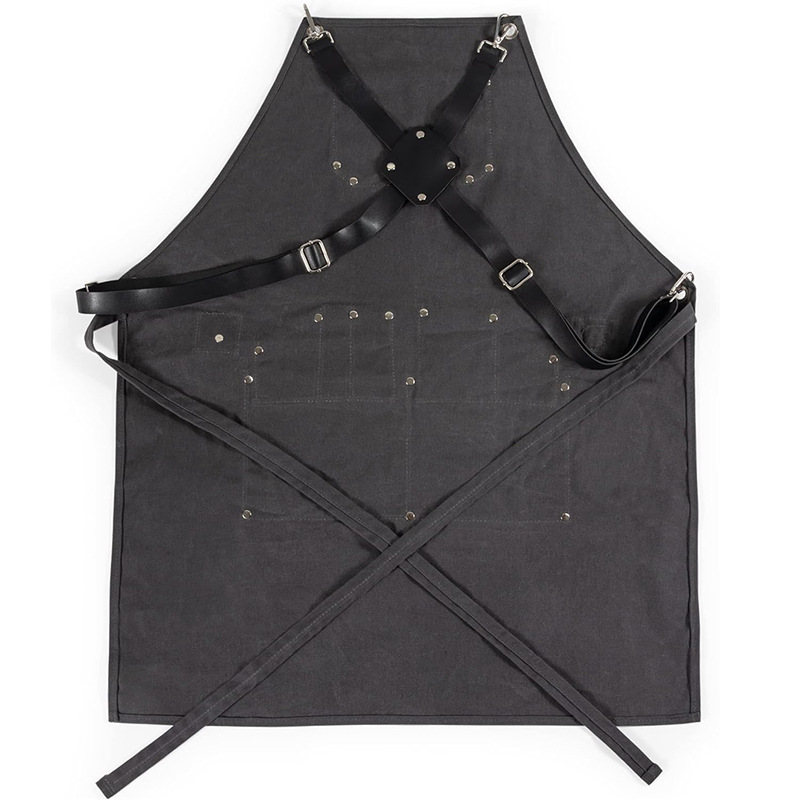 Transfronterizo Amazon nuevo delantal de lona logotipo personalizado camarero camarero ropa de trabajo delantal multibolsillo al por mayor