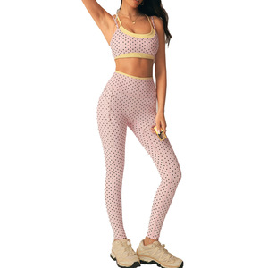 AYM043874 Color-Block Polka Dot Yoga Set Aoyema wholesale