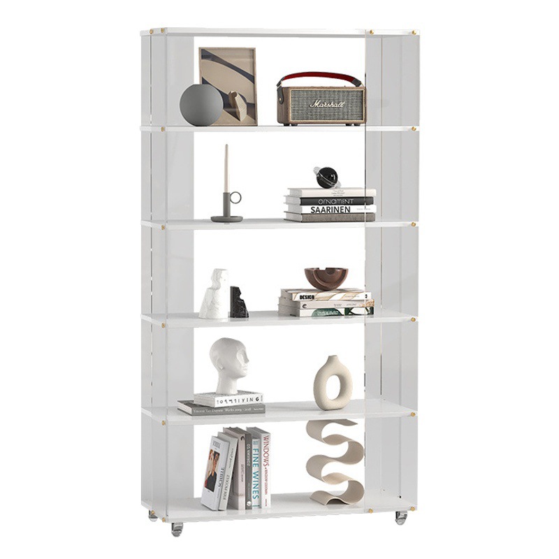 Nuevo estante giratorio de acrílico simple para libros, de pie, con ruedas anchas, de varias capas, móvil y multiusos.