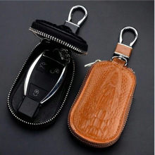 跨境新品汽车钥匙包男女士PU鳄鱼纹拉链包迷你腰挂车钥匙保护套通