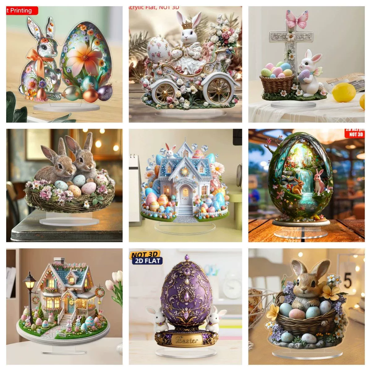 Трансграничные новые пасхальные яйца кролика украшения украшения украшения дома праздник украшения акриловый стол украшения коллекции