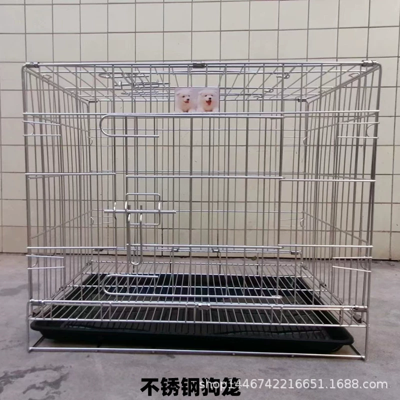 Клетка для собак из нержавеющей стали, складная клетка для кошек, клетка для домашних животных, клетка для собак породы Тедди и бишон, маленькая и большая клетка, прочная
