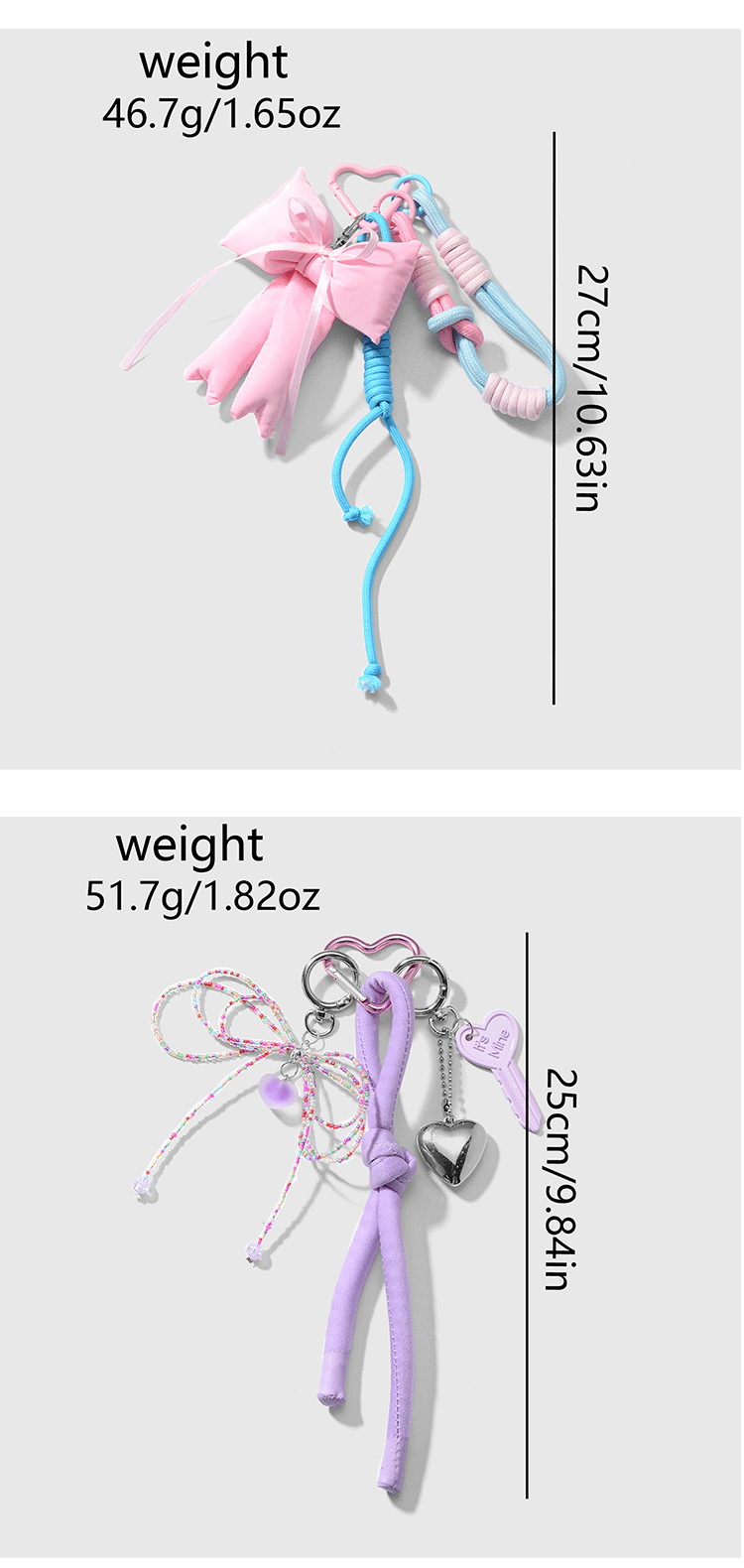 Sweet Synthetic Resin Rope Zinc Alloy Heart Shape Bow Knot Key Women's Bag Pendant Keychain display picture 3