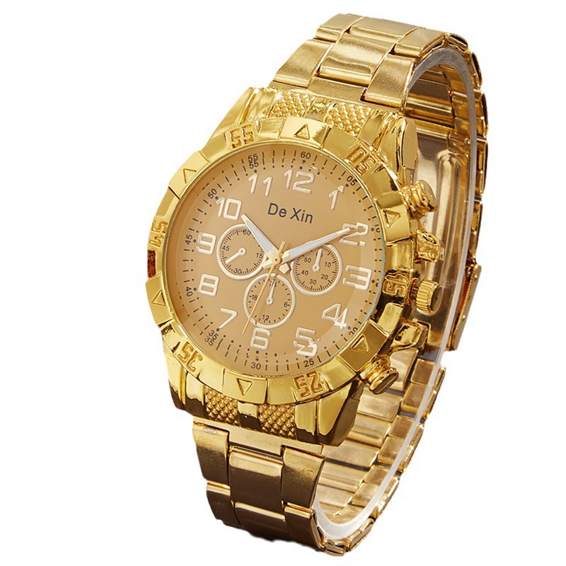 Nuevo reloj transfronterizo reloj para hombre relojes de aleación de luz azul falso reloj de cuarzo de tres ojos reloj para hombre de esfera grande