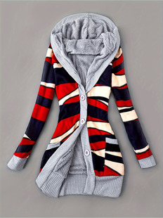 2025 Cross-Border New European and American Women's Warm Long-Sleeved Velvet Jacket Mid-Length Knitwear