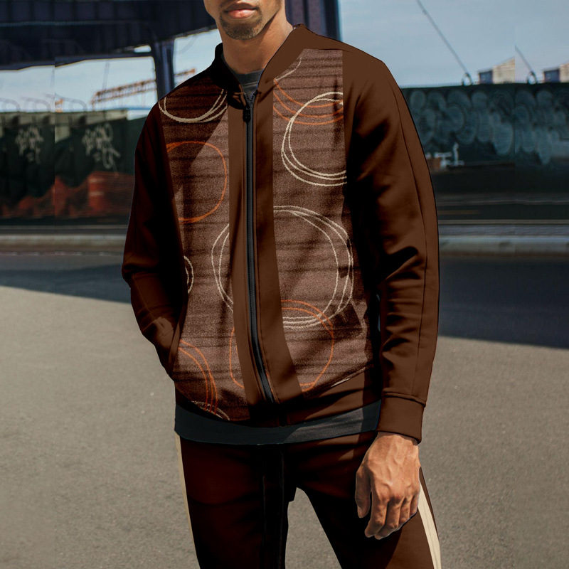 2023 Otoño e Invierno transfronterizo nuevo traje de chaqueta con cremallera para hombre Amazon pantalones de manga larga collar de dos piezas conjunto