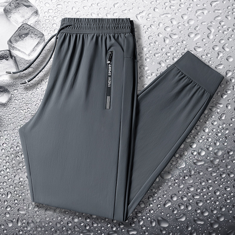 Aumentar el tamaño delgado aire acondicionado de secado rápido hombre gordo de verano pantalones deportivos de tamaño grande para hombres pantalones casuales de seda de hielo para hombres
