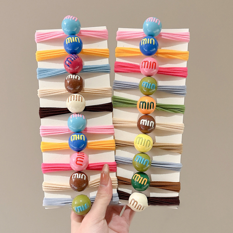 Cuerda para el cabello linda para niños Cuerda para la cabeza de color caramelo Anillo de toalla para niñas La banda elástica no daña el cabello