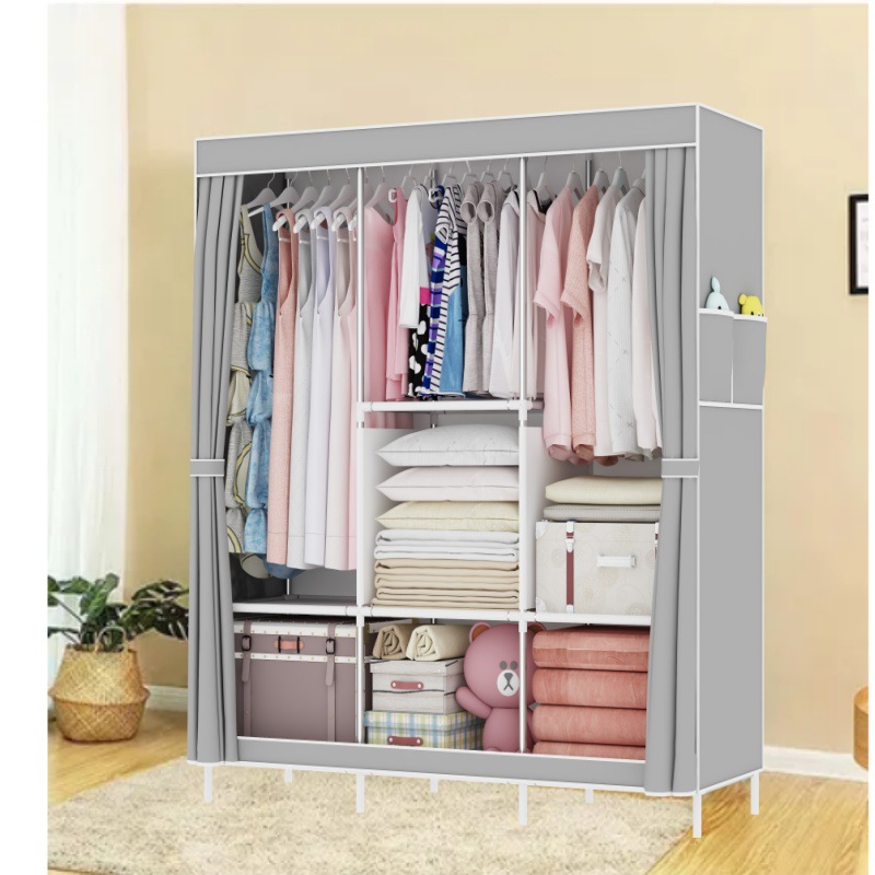 Armario de tela simple, habitación de alquiler, armario de dormitorio doméstico, armario de tela ensamblado, estante de armario colgante de almacenamiento minimalista moderno