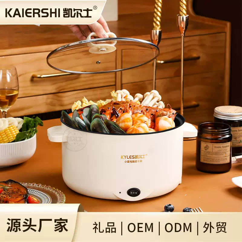 多功能双柄电煮锅学生宿舍煮面锅家用料理锅一体电火锅不粘电炒锅