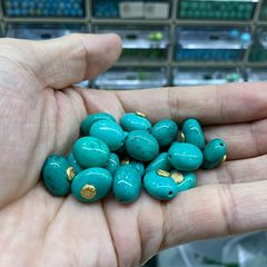 菱镁矿仿高瓷绿松石随形镶嵌配件手工diy文玩配饰佛珠手链项链饰