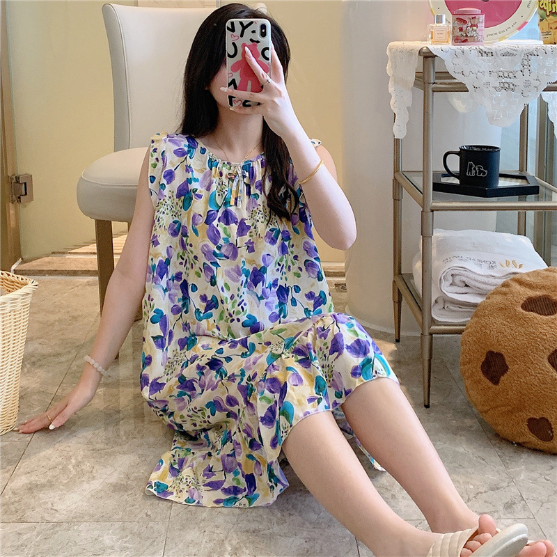 2025 estilo princesa coreana vestido lindo suelto rayón ropa de hogar seda de algodón camisón mujeres verano delgado