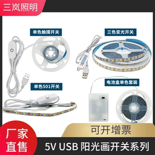 5vled灯带玩具灯usb开关接口三色光装饰画阳光画发光画双色可调光