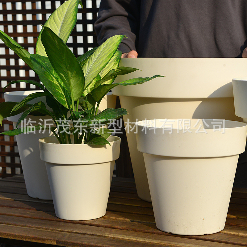プラスチック大型植木鉢北欧シンプル樹脂厚さ特大口径多肉緑羅盆客間ベランダトレイ付き|undefined