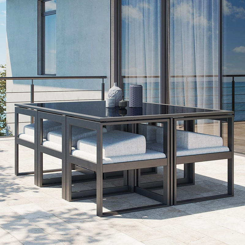 Mesas y sillas al aire libre patio al aire libre ocio al aire libre aleación de aluminio silla impermeable balcón conjunto de hierro forjado muebles de jardín