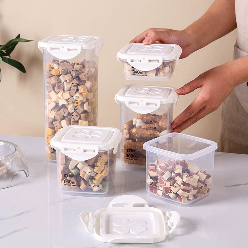 Новый прозрачный резервуар для хранения зерна, резервуар для закусок для домашних животных, влагостойкий герметичный ведро для хранения зерна для кошек и собак, резервуар для хранения, многофункциональная коробка для зерна