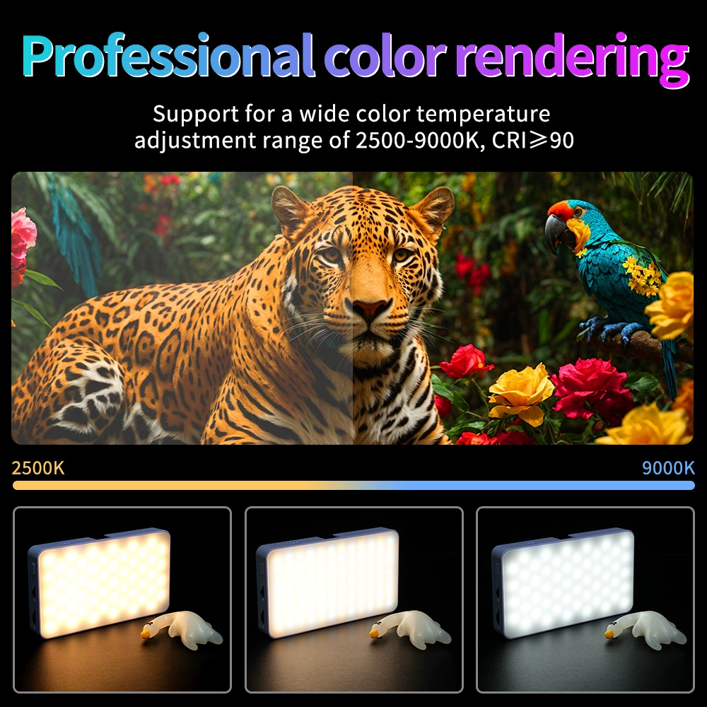Магнитный карманный заполняющий свет N20RGB, RGB светодиодный ручной квадратный, портативный