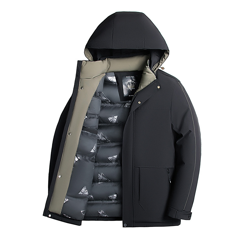 Veste d'extérieur rembourrée en coton pour homme avec capuche pour rester au chaud en automne et en hiver, veste décontractée épaisse et imperméable et coupe-vent pour homme_voghion.com
