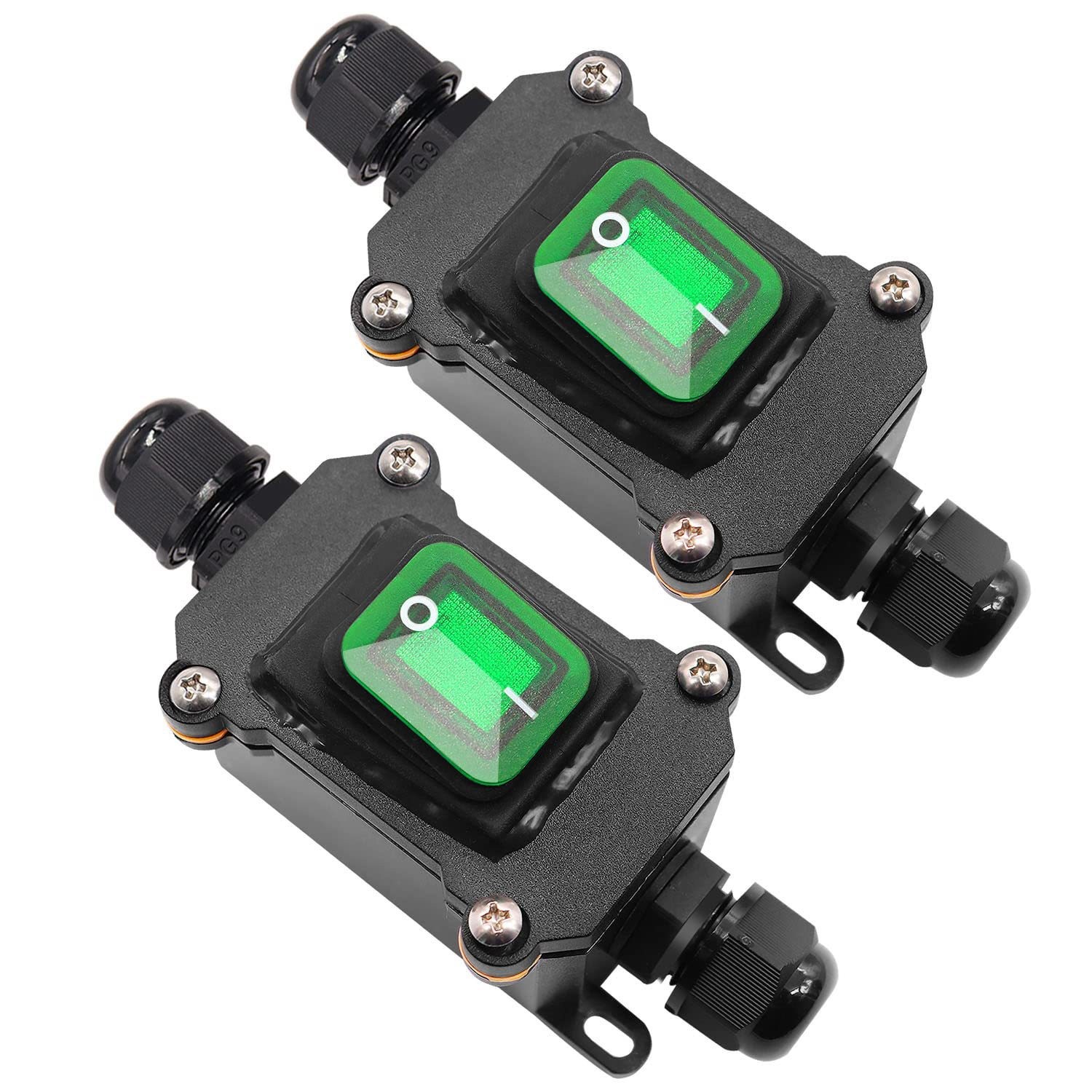 Modified high-power online outdoor waterproof connector box, high-current boat-type switch 12/220V with LED light